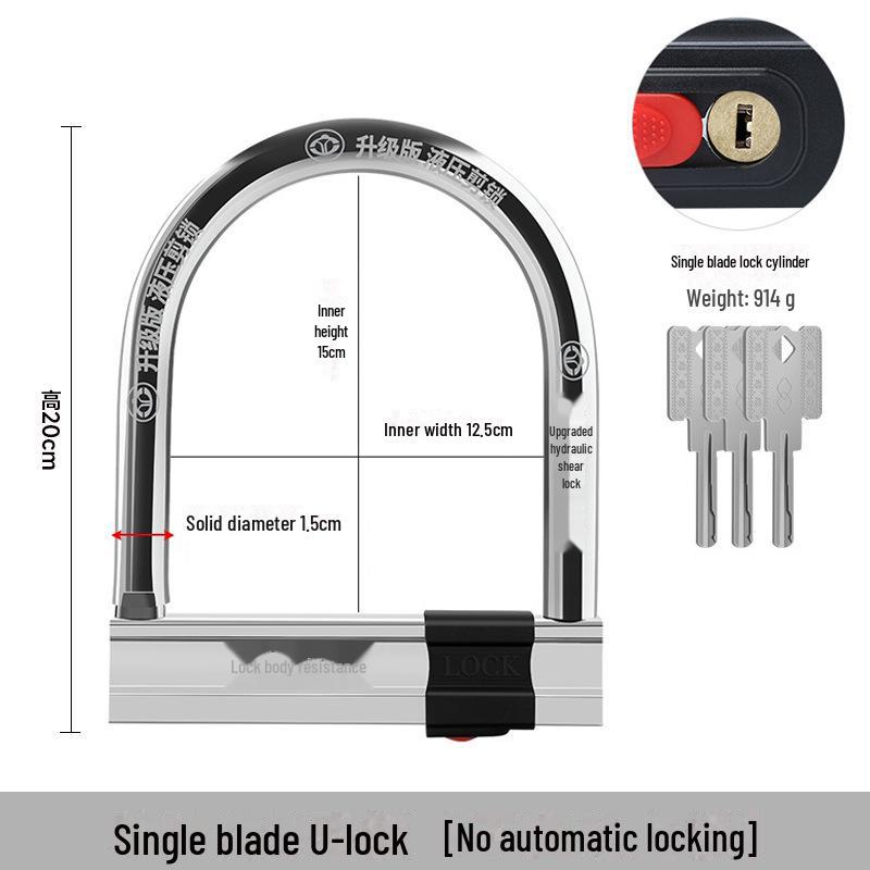Waterproof U-Shaped Anti-Theft Electric Bike and Motorcycle Lock.