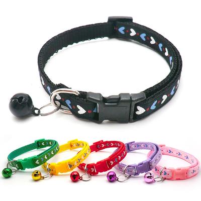 Coleira para cachorro e gatinho, estampa colorida de desenho animado, coleira para filhotes e gatos com sinos, fivela de nylon ajustável, acessórios para animais de estimação, cachorro e gatinho