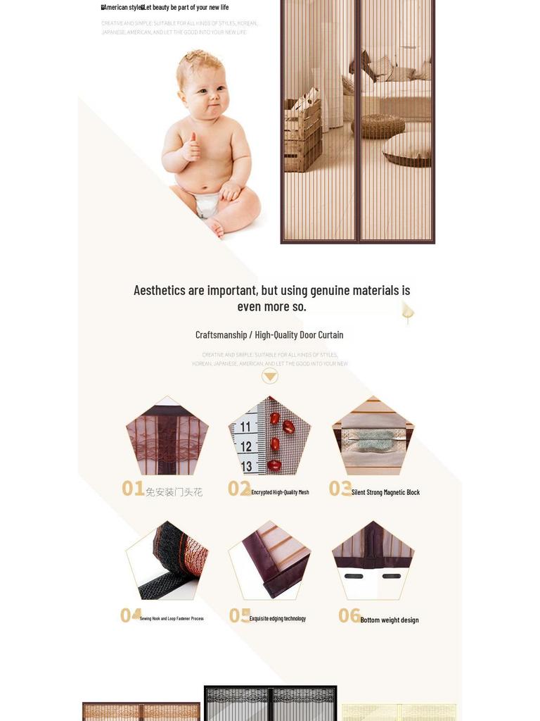 Custom Magnetic Anti-Mosquito Door Curtain with No-Punch Installation