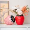 Strawberry Hydroponic Vase Red Ceramic Flower Arrangement Container Flower Pot Ornament Living Room Dining Table Strawberry Vase