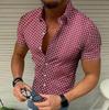 Camisa polo xadrez masculina de verão, camisa casual de manga curta tamanho grande para camisas masculinas, branco e preto