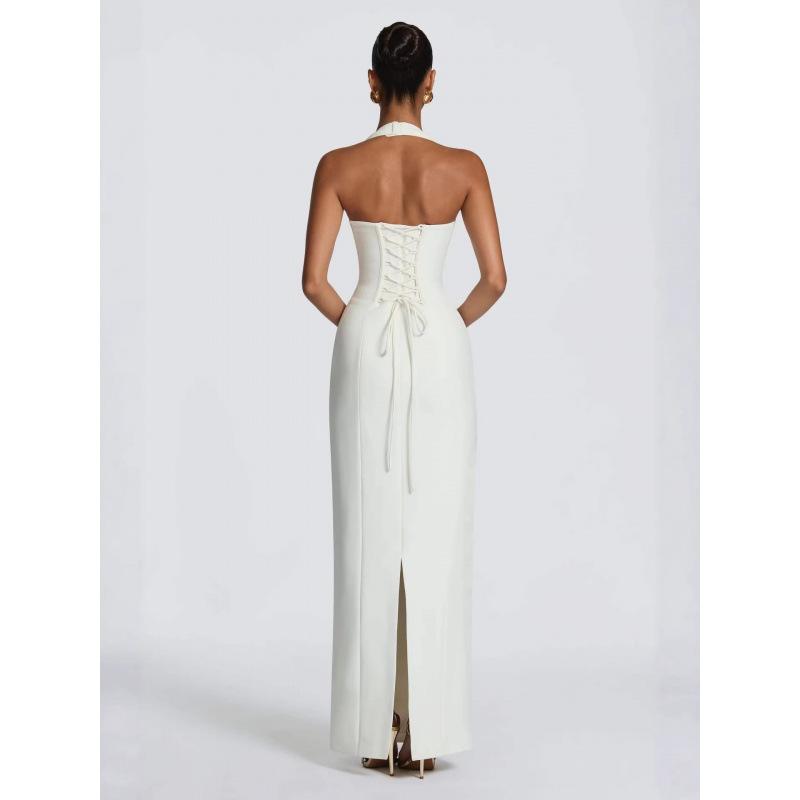 Europe and the United States 2026 New Neck-style Chest Hollow Waist Dress, Dinner Party Red Carpet Shape and Floor Dress