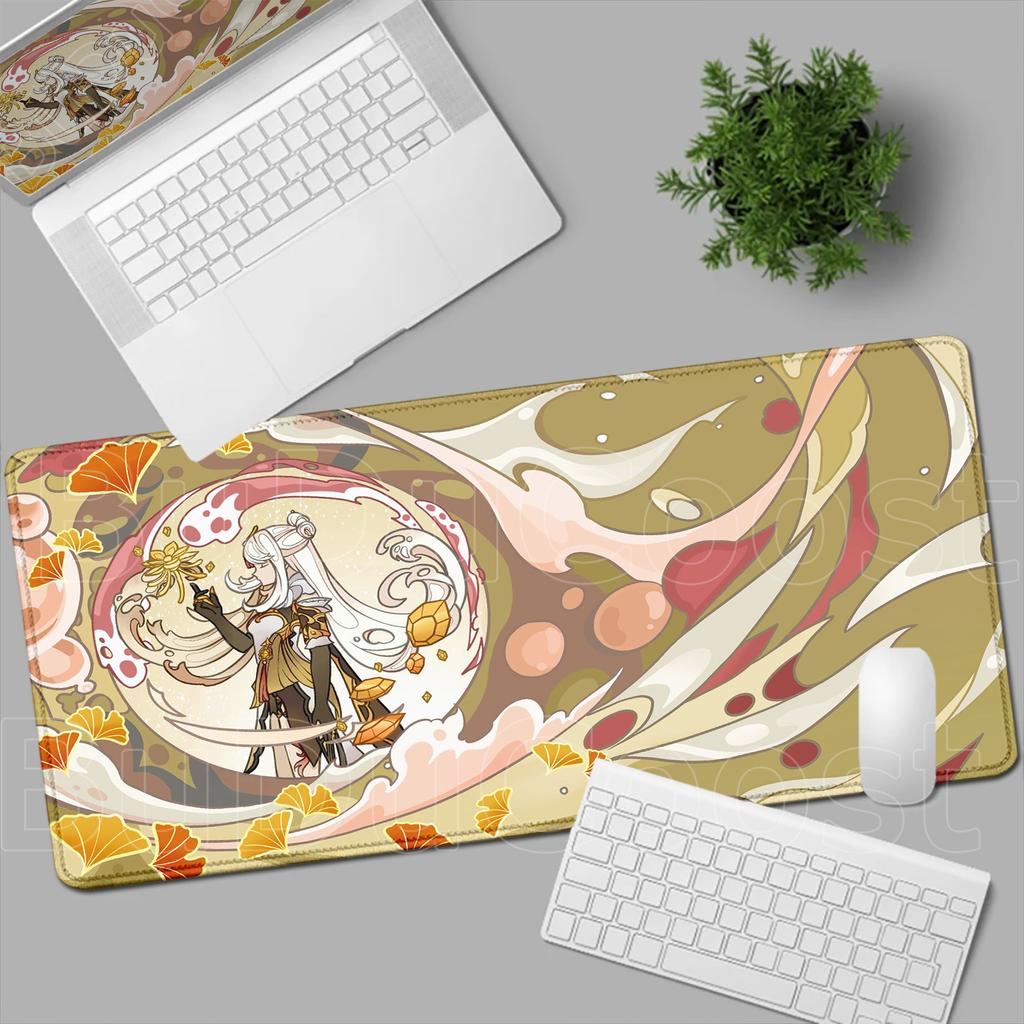 Liyue Genshin Impact Anime Mouse Pad Gaming Ganyu Xiao Baizhu Xianyun XXL Large Mouse Pad Non-slip Keyboard Desk Mat HD Mousepad