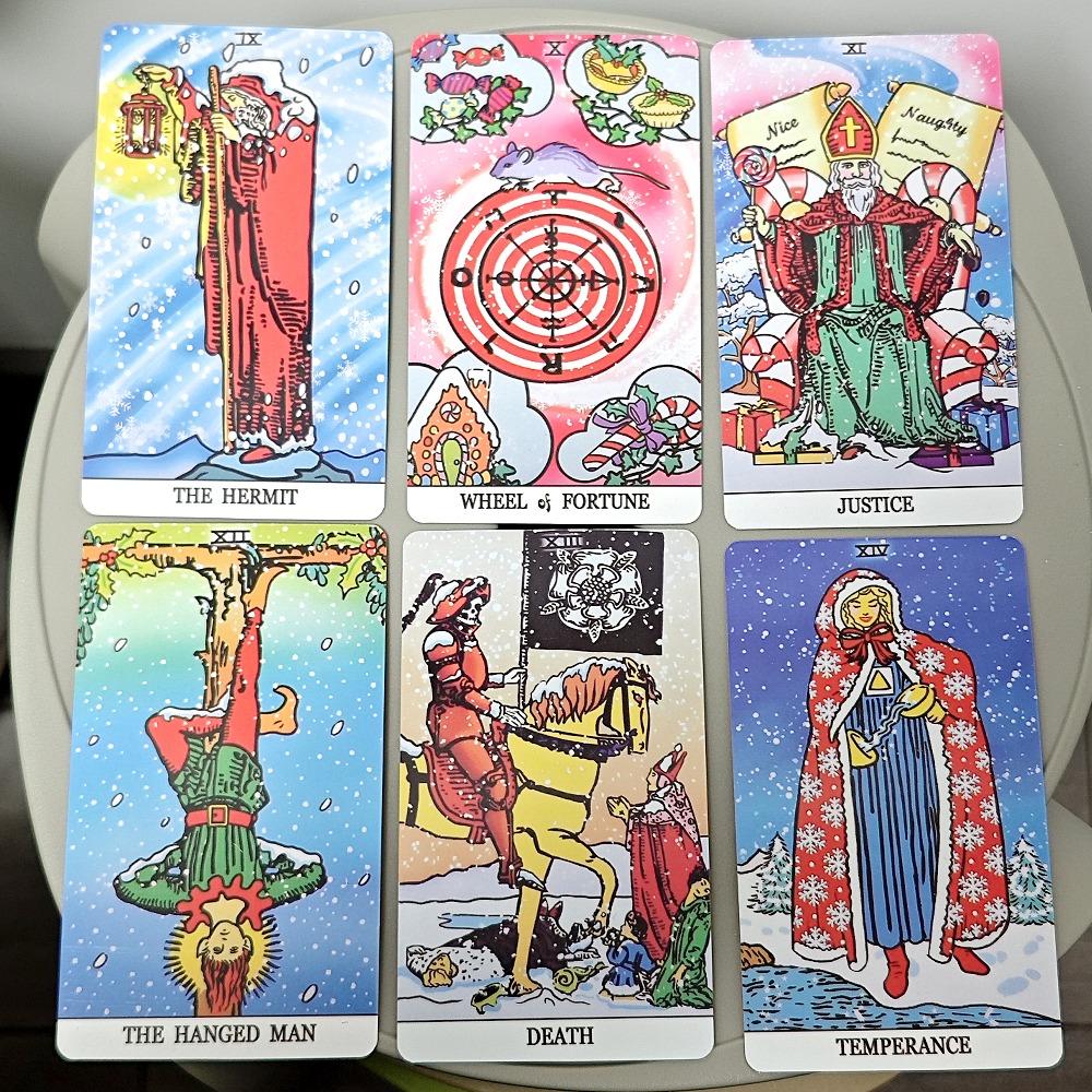 Winter Waite Tarot, 78-teiliges Tarot mit Bildern vor winterlichem Hintergrund, basierend auf dem Rider Tarot des RWS-Systems, 12 x 7 cm