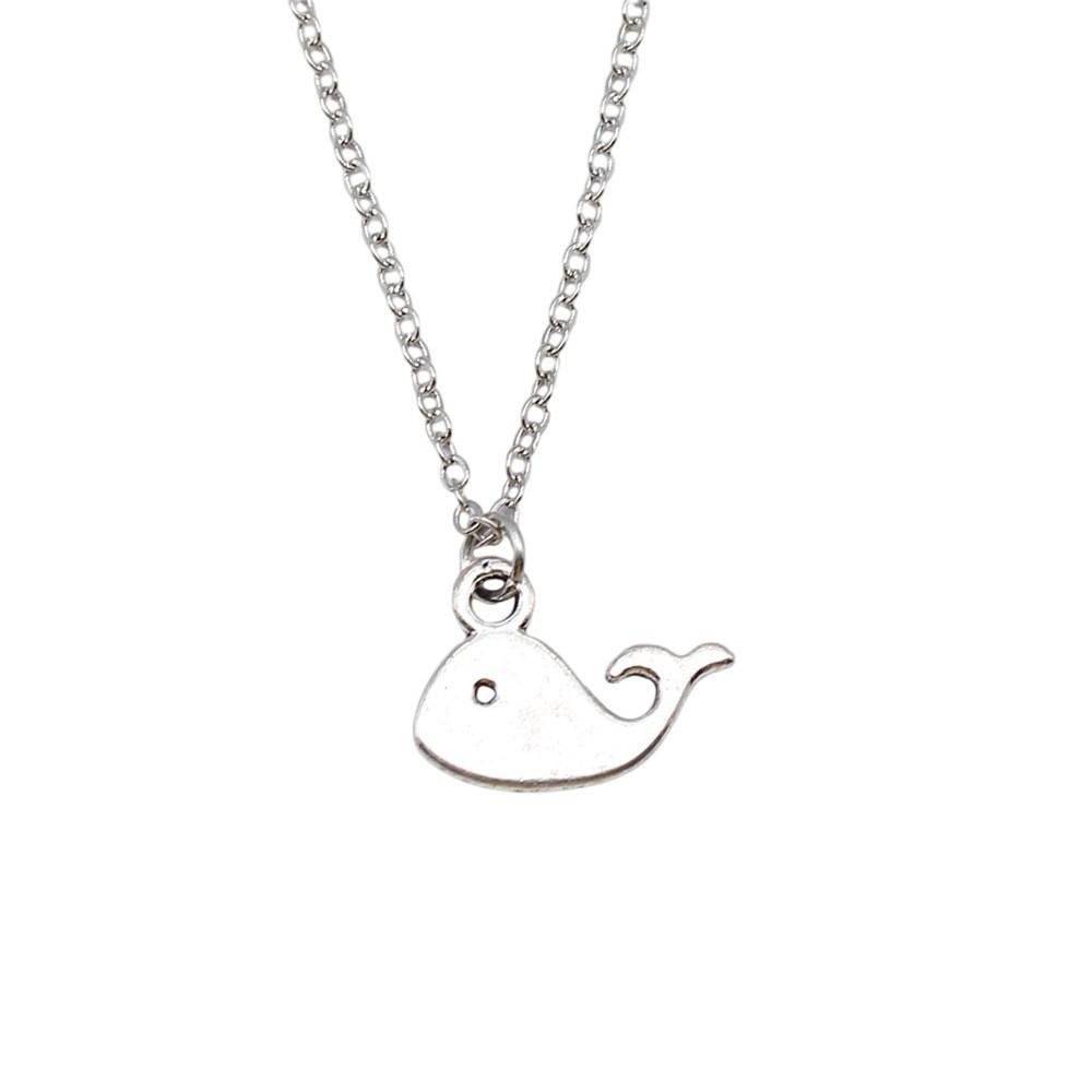 Marine Animals Dolphin Whale Pendant Antique Silver Metal Daughter Choker Necklace Hot Sale Gift
