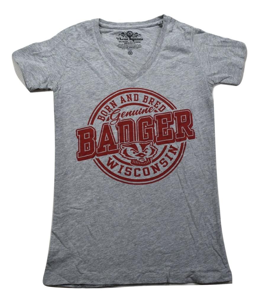 Three Square NCAA Womens Born & Bred Wisconsin Badgers Badger Shirt New S, M