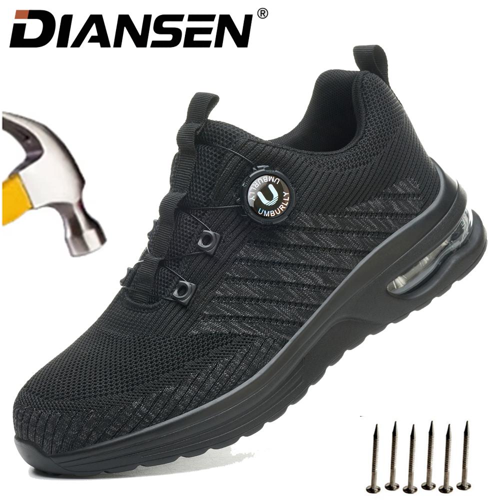 Low Top Anti-Puncture Anti-smash Work Sneakers Soft Safety Shoes Adjustable Slip Resistant Work Shoes Steel Toe Boots for Men