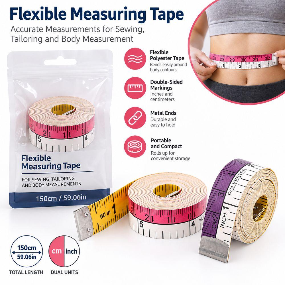 Flexible Soft Tape Measures Clothes Tailor Ruler for Sewing and Body Measurements