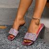 Multicolor Slippers Summer New Square Toe Open Toe Sequin Soft Sole Anti-slip Wear-resistant Flats