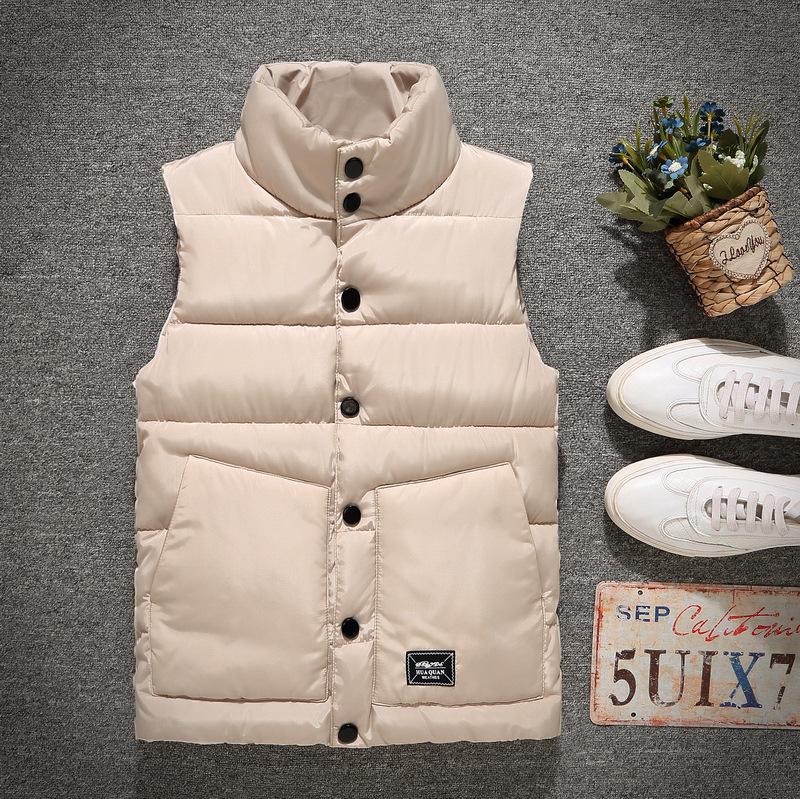 Unisex Cotton Vest with Custom Logo, Slim Fit, Stand Collar, Thickened for Autumn/Winter