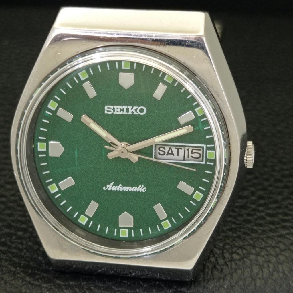 VINTAGE SEIKO AUTOMATIC 6309A JAPAN MENS GREEN COLOR DIAL WATCH A701641-5 R206c-a701641