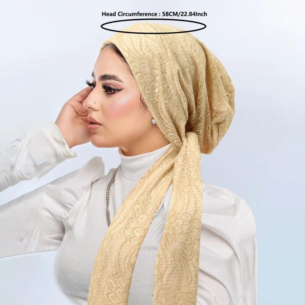 Soft Stretch Lace Women Hijabs Headscarf Lady Bandana Caps Fashion Muslim Turban Hats