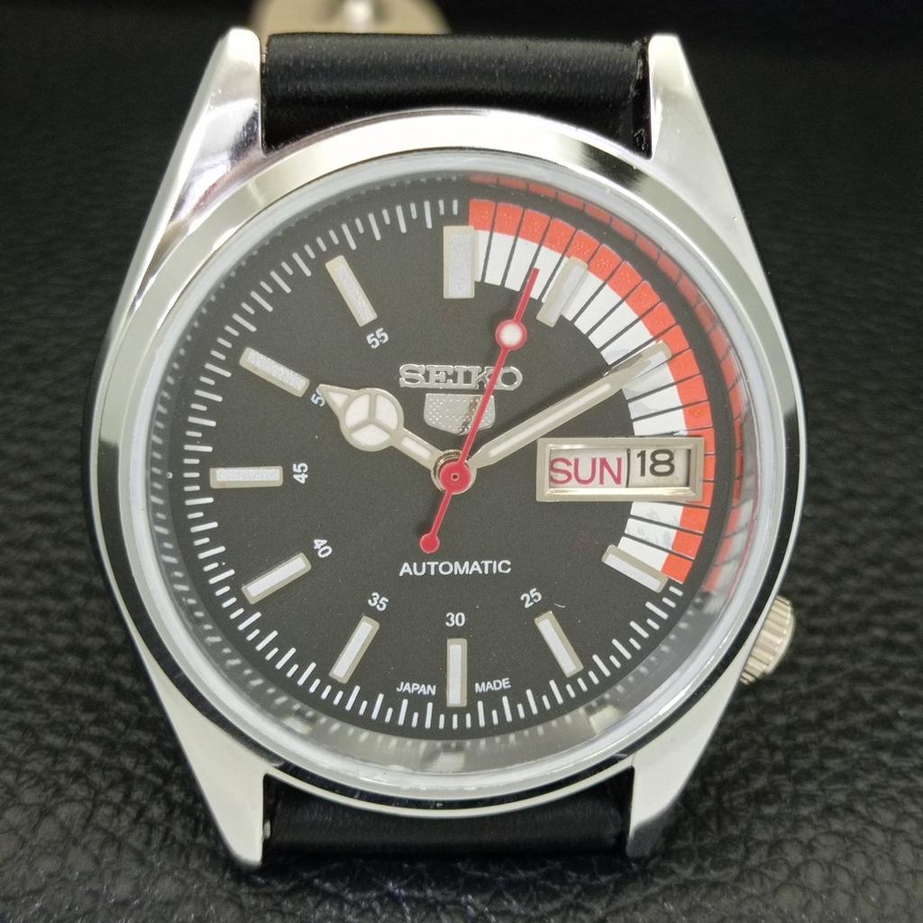 VINTAGE REFURBISHED SEIKO 5 AUTOMATIC 6309A JAPAN MENS BLACK WATCH a441107-4 Sk-a441107