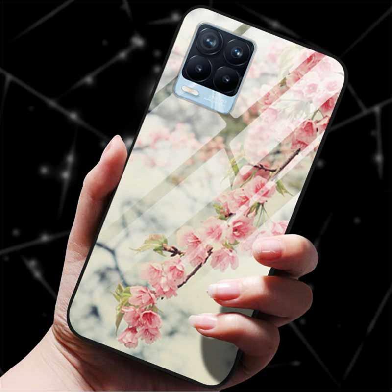 For Realme 8 Case Tempered Glass Hard Back Cover Case For Realme 8 5G 8i Realme 8 Pro Phone Case Cover Realme8 Pro Soft Bumper