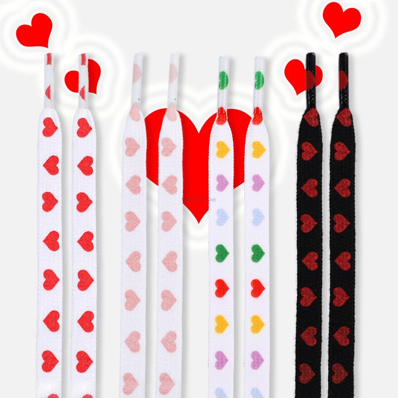 Fashion Love Heart Shoelaces High-top Canvas Sneakers Shoelace Flat Laces Shoe Strings 100/120/140/160/180CM Shoes Accesories