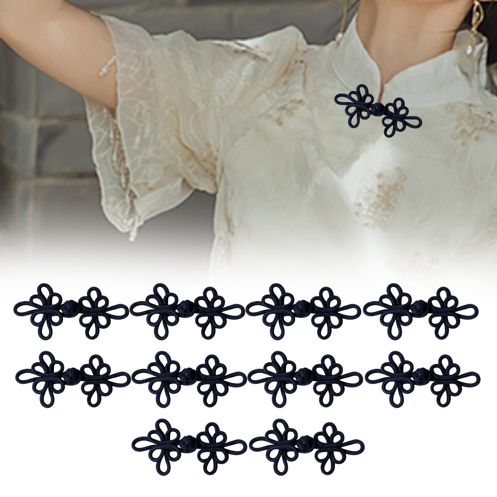 

10x Chinese Knots Frog Buttons Sewing Fasteners Handcraft Traditional DIY Closure for Cheongsam Costumes Sweater Cloak Scarf чёрный