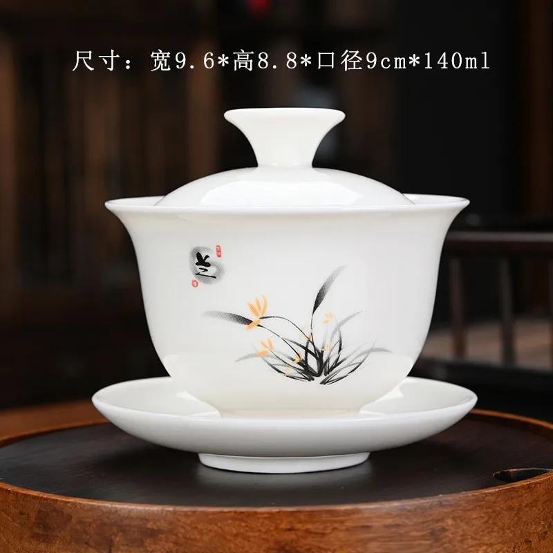 Ceramic Tea Tureen Lid Bowl Saucer Handmade Teaware Chinese Home Decor Kung Fu Porcelanas Tea Cup Sancai Gaiwan Tea Cups