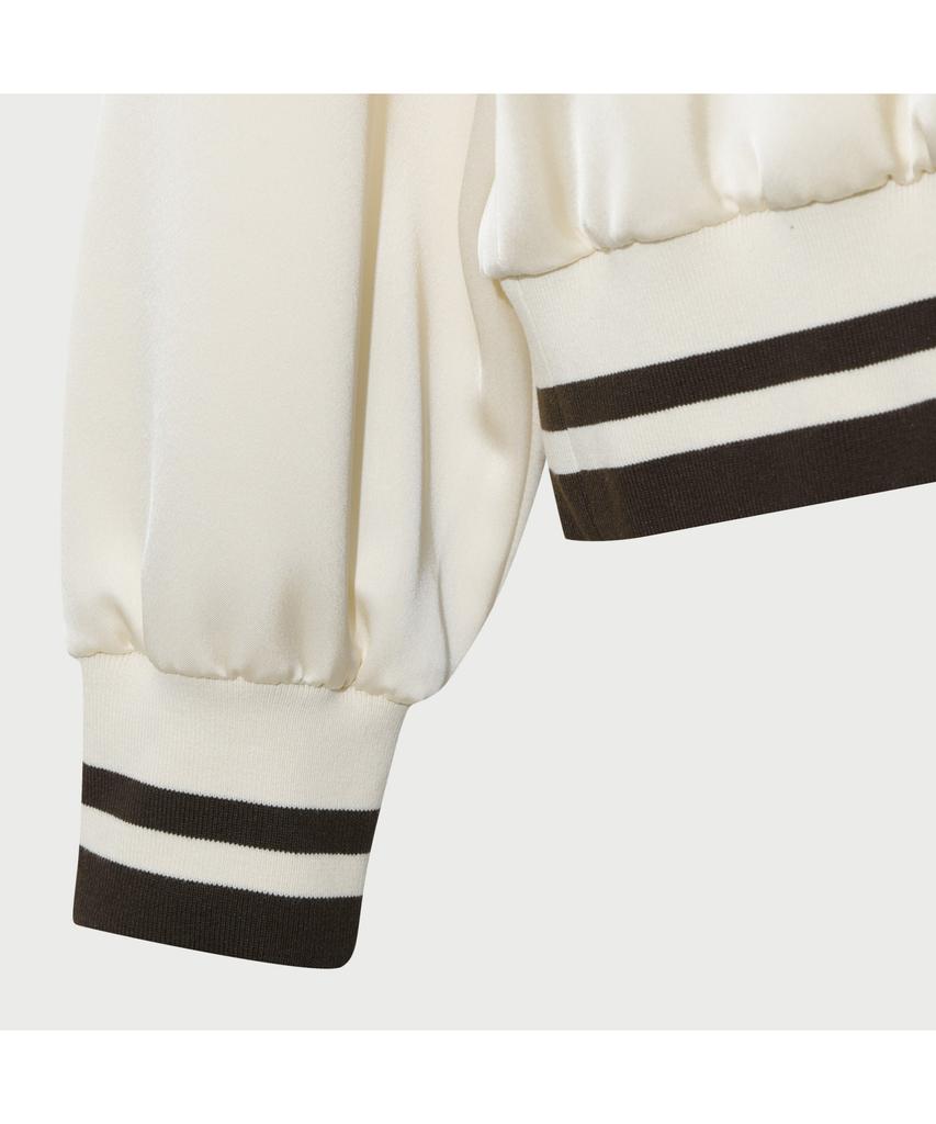 Iro Lumiere Satin Embroidered Bomber Jumper - Ivory