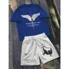 2026 Summer New Unisex Short-Sleeved Shorts Set with 3D Wings Pattern Print for Street Casual Fashion Comfortable and Soft