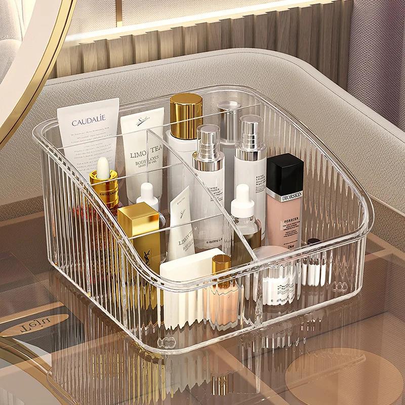 5 Grid Cosmetics Storage Box Multi-compartment PET Transparent Cosmetic Tools Table Desktop Pen Holder Storage Organizer
