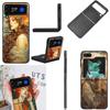 Exquisite Loish Style Blumen Handyhülle für Damen für Samsung Z Flip 7 6 5G Galaxy Z Flip4 Z Flip5 Z Flip3 Coque Schwarzes Hartes PC Sh