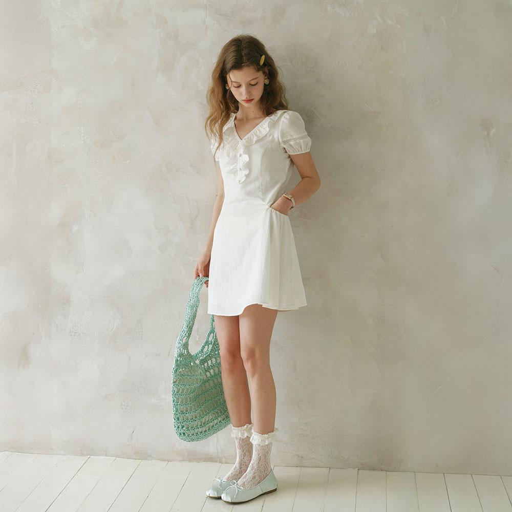 CEST MOIDEW Cest_Ruffle Puff Sleeve Mini Dress