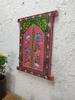 Handmade Pink Painted Jharokha: Embossed Indian Window Wall Decor