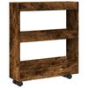Narrow Storage Trolley 3 Tier Smoked Oak Wood Based Material