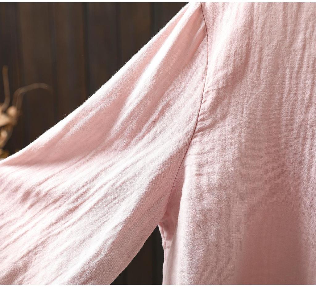 Autumn Cotton Lace Stand Collar Artistic Patchwork Age-Reducing Shirt