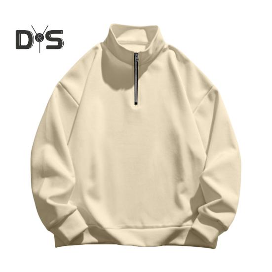 

Мужская толстовка с застежкой-молнией и воротником-стойкой, с длинными рукавами, однотонный пуловер средней длины, спортивный повседневный топ, легкая одежда для путешествий, офиса, повседневной носки S абрикосовый