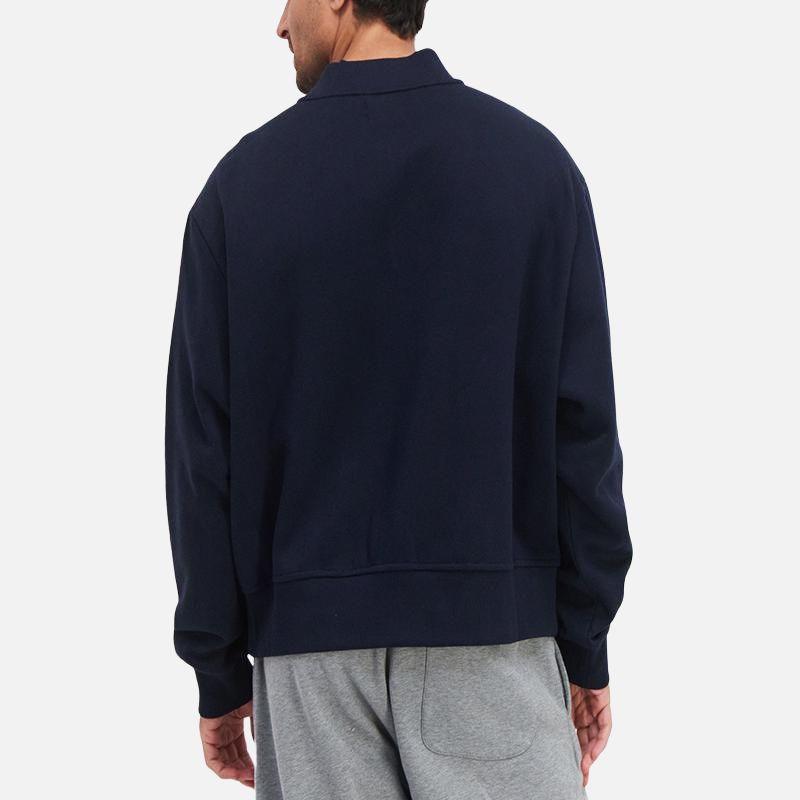 Calvin Klein Warm Baseball Collar Solid Color Long Sleeve Sweatshirt Men sweatshirt Dark-Blue 81JP239-410