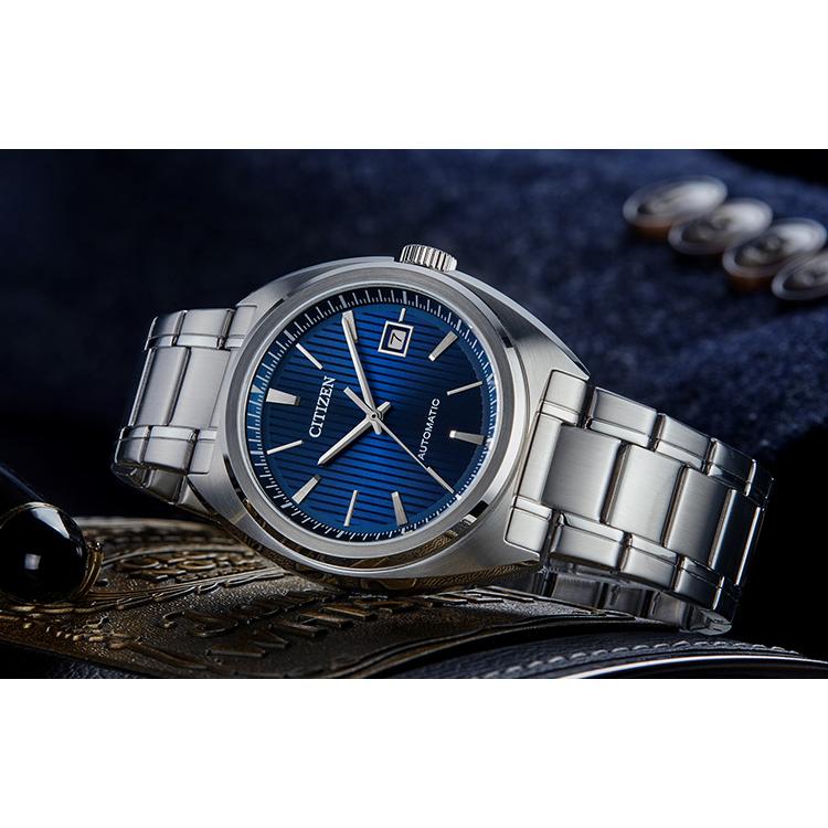 CITIZEN 100m Waterproof Mechanical Movement Stainless Steel Strap Watch 42mm Men's Watches Blue Dial NJ0100-71L
