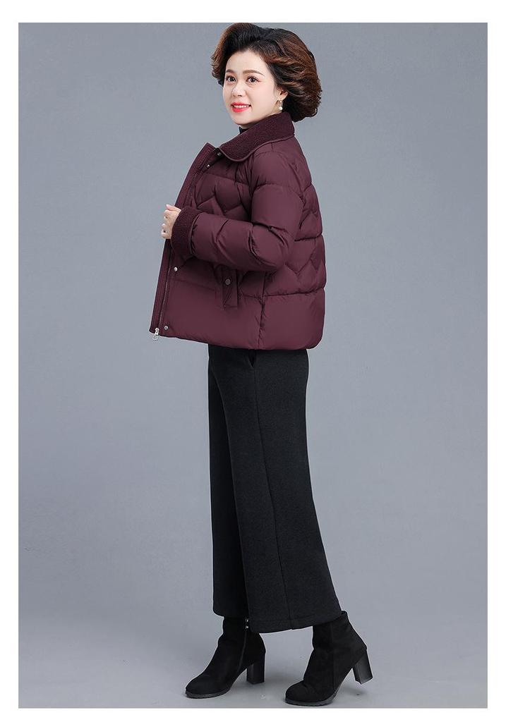 Mom's 2025 Winter Lambswool Coat: Stylish, Lightweight, Short Down Jacket for Middle-Aged and Older Women