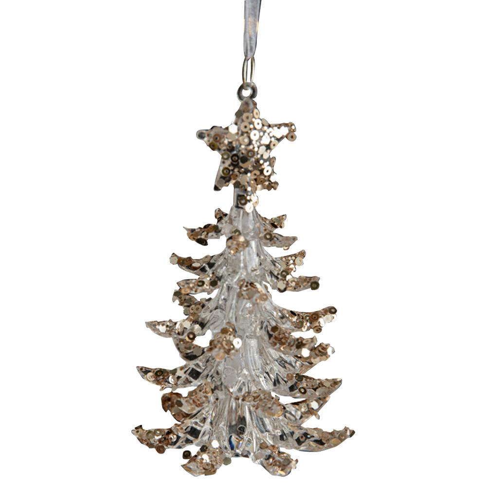 Crystal Christmas Ornament Hanging Acrylic Snowflake Pendant Sequins Decoration Festival Theme Clear Winter Party Decor Supplies