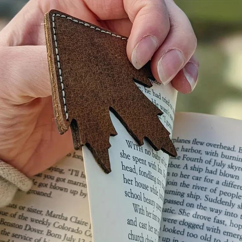 New Compact Alder Leaf-shaped Leather Bookmark Creative Retro Maple Leaf Book Marker for Home Study Reading Page Divider Clip