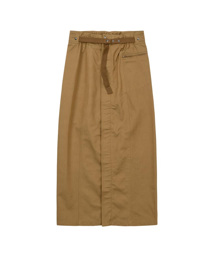 WELLBEING EXPRESS Belted Long Skirt Sand