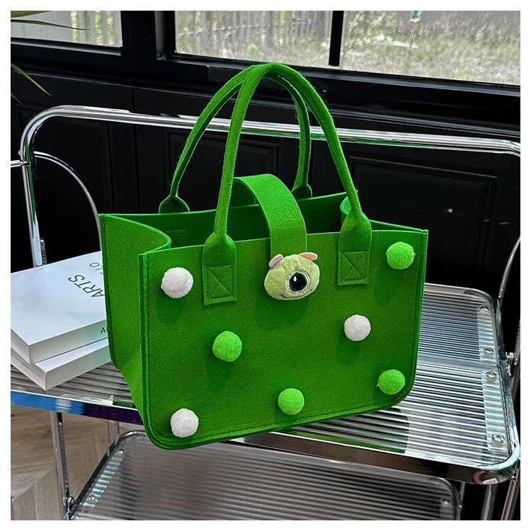 Large Capacity Felt Tote Bag for Kids - Cartoon Doll Design, Ideal for Baby Gifts