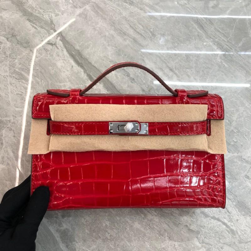 

Gold Silver Buckles Alligator-pattern Cowhide New Generation Fashionable All-matching Simple Square Bag Single-shoulder Cross-slung Handbag Length 22 x thickness 8 x height 14 cm