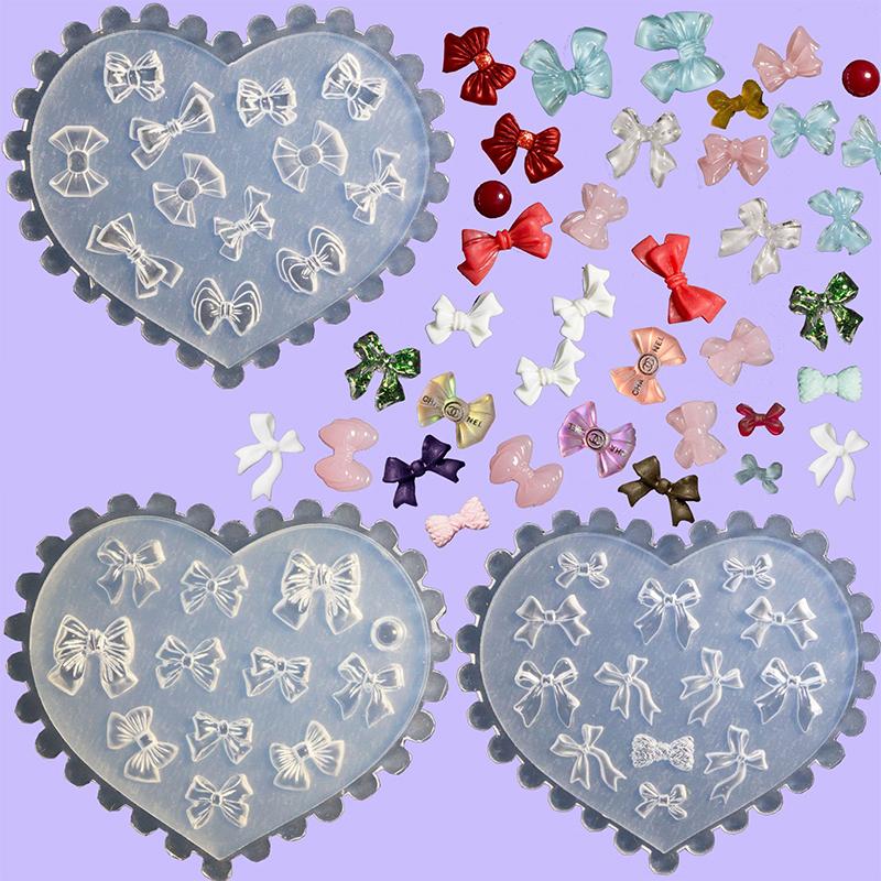 1 ks Silikonová forma na nehtové umění Stuha Mašle Tvar dárku 3D Šablony Šablony DIY Šperky Kawaii Doplňky Manikúra Dekorace Potřeby