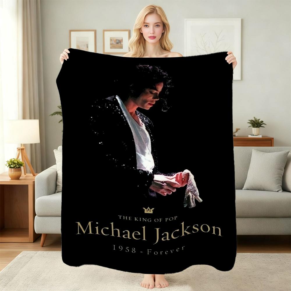 Michael Jackson Pop Printed Flannel Blanket Cozy Comfortable Fleece Blanket For Office Sofa Home Decor Memorial Gift
