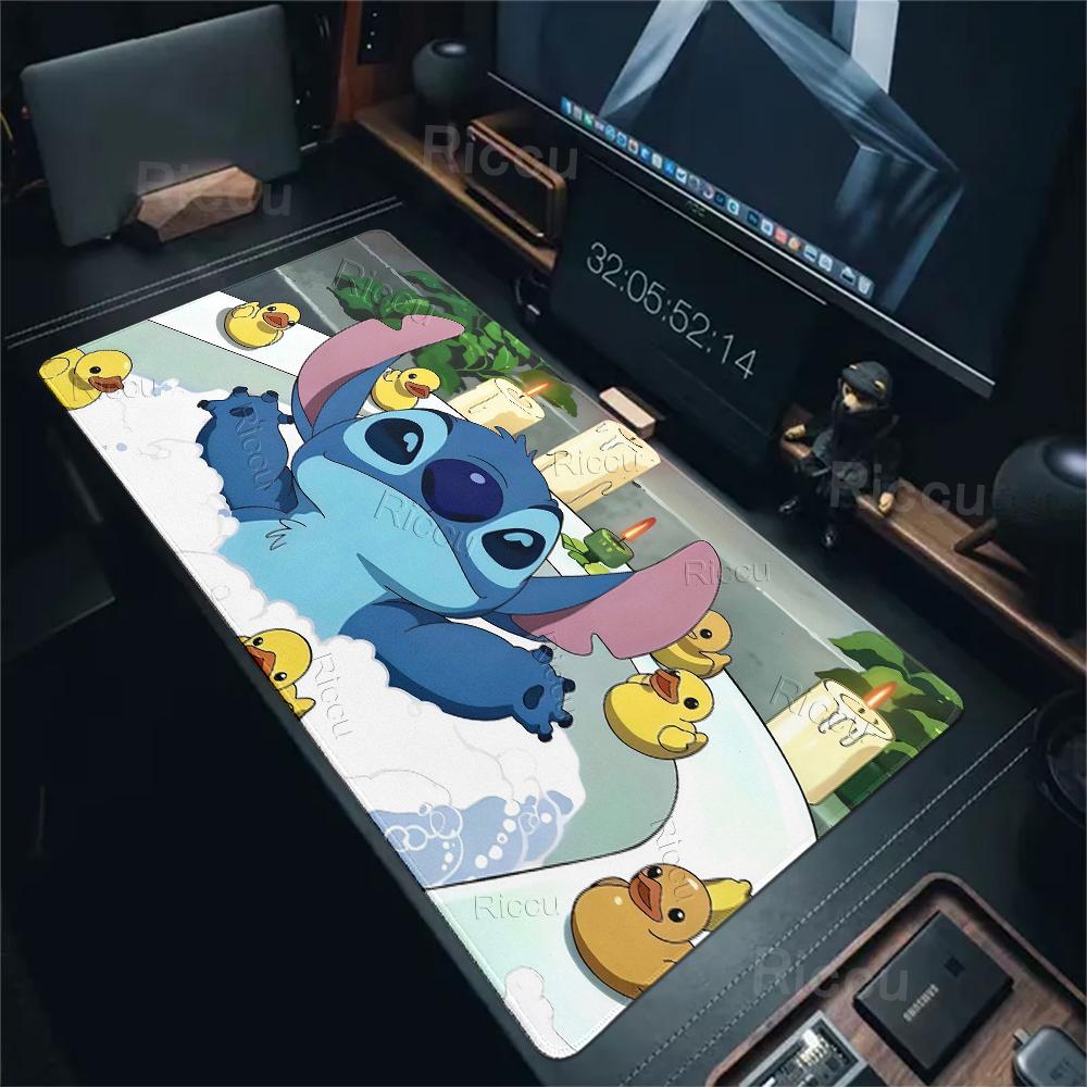 Cute Stitch Aesthetics Anime Mouse Pads XXL Computer Keyboard Carpet Gaming Offices Accessories Non-slip Mat Lockedge Rubber Pad