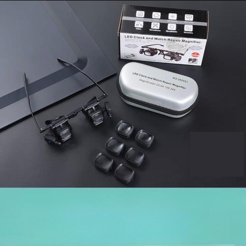 1Pc High Power 24 Times Head Wearing Glasses Portable Clocks and Watches Repair Magnifying Glass Led Lights Mobile Phone Electronic Components Welding