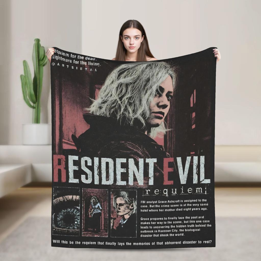 Leon Kennedy Resident Evil Warm Soft Blanket Picnic Plush Bedding Throws Fashion Outdoor Flannel Bedspread Sofa Bed Cover