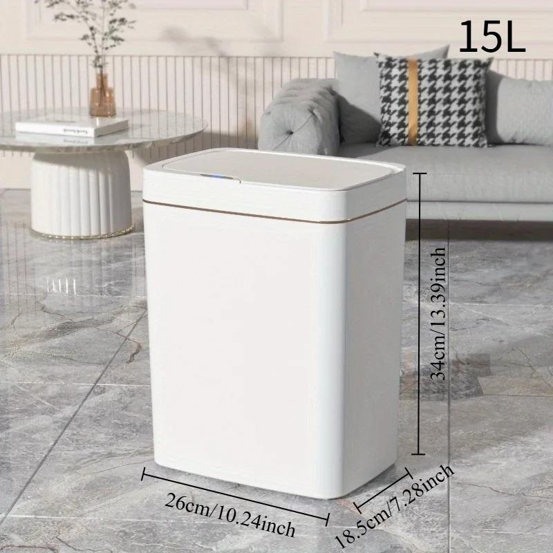 14L Smart Sensor Trash Can Flip-top Sorting Garbage Storage Box Household Wastebasket Kitchen Bathroom Bedroom Waste Collector