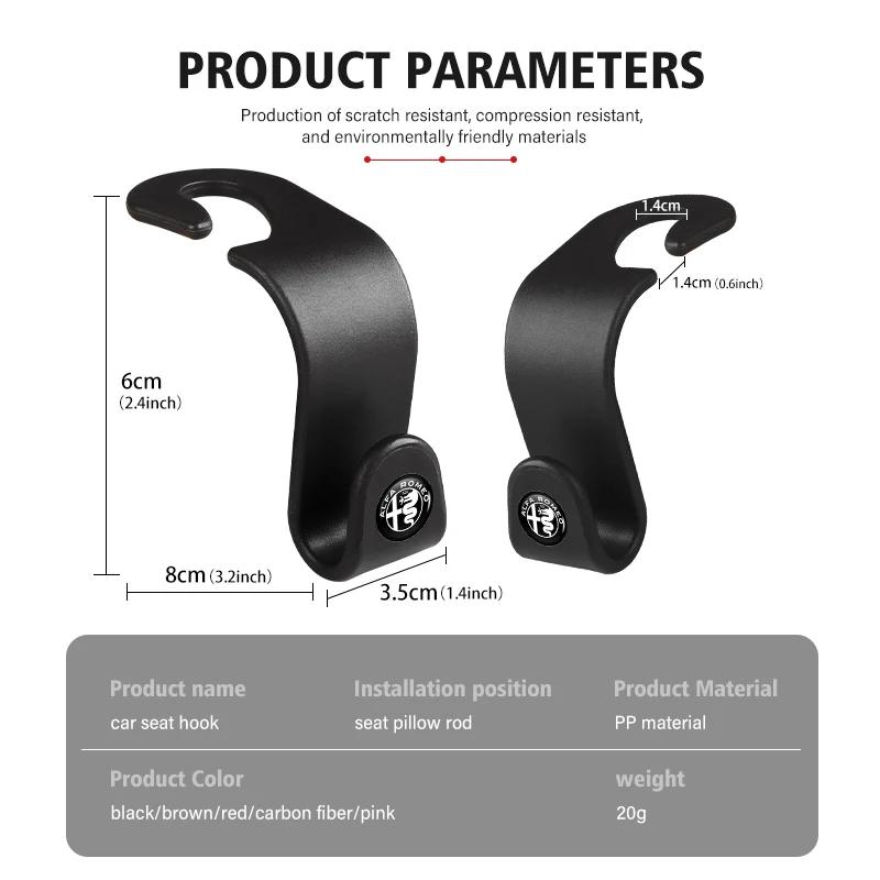 2/4pcs Car Seat Headrest Hook Storage Portable Interior Bracket For Alfa Romeo Giulietta GT 159 147 156 Mito Brera Giulia SpiderRI1