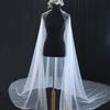 Wedding Bridal Veil Cut Edge Hair Accessories for Bride Single Layer Sheer Tulle 118" Pearls Embellished Chapel Veils