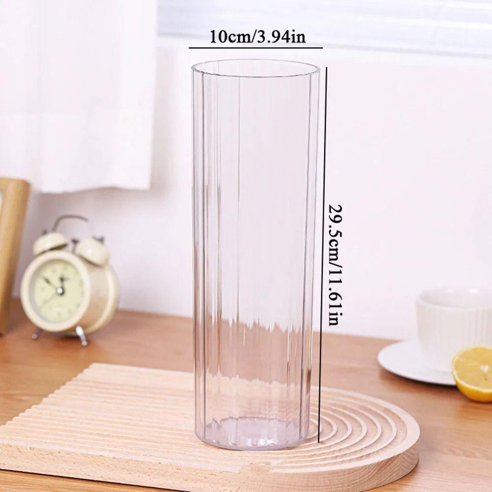 Modern Acrylic Cylinder Vase Striped Style Decorative Bottles Restaurant Centerpiece