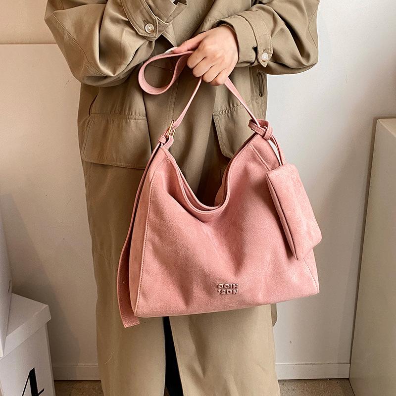 Suede Shoulder Tote Bag Women'S Light Luxury High-End Casual Messenger Handbag