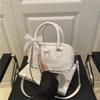 Simple Solid Color Silver Bow And Lace Decoration Women Casual Shoulder Bag For Daily Use