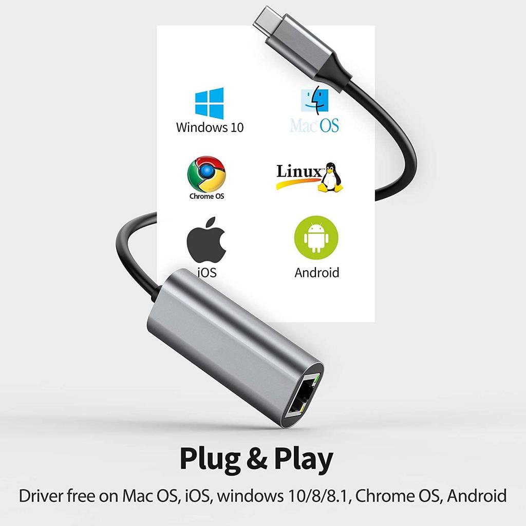 USB-C to RJ45 Gigabit Ethernet Driver-Free Adapter Cable
